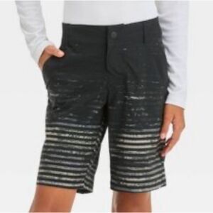 NWT Boys' Hybrid Striped Swim Shorts art class Gray Black size 7 Activewear